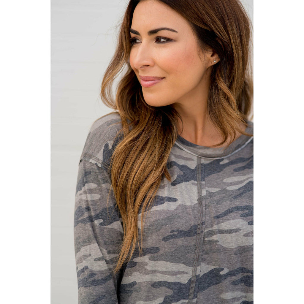 Mid Band Camo Long Sleeve Tee - Betsey's Boutique Shop