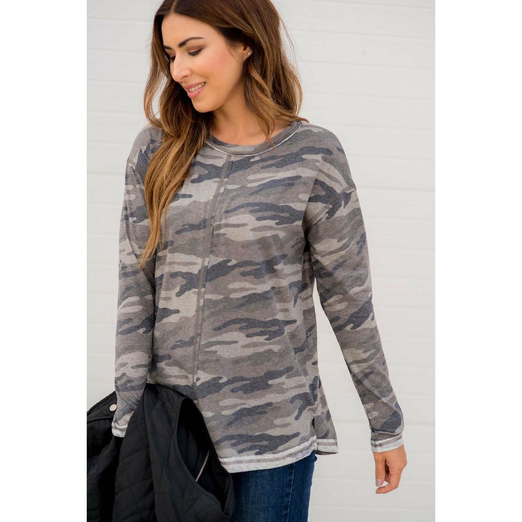 Mid Band Camo Long Sleeve Tee - Betsey's Boutique Shop