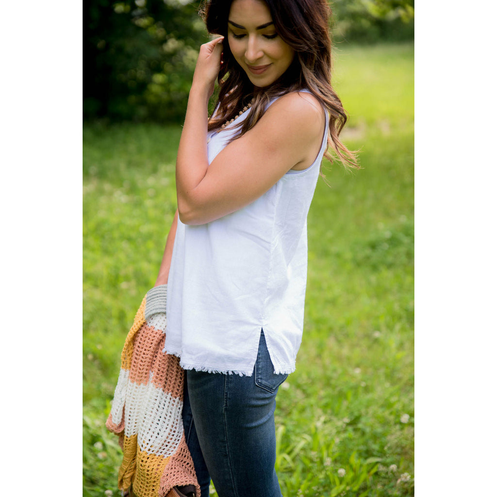 Fringe Button Tank - Betsey's Boutique Shop