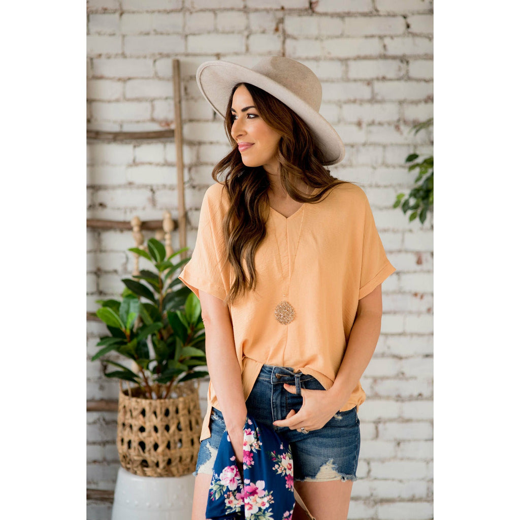 Relaxed V-Neck Blouse - Betsey's Boutique Shop