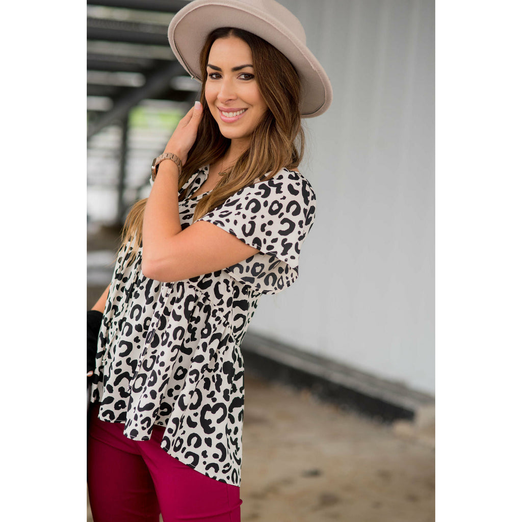 Large Leopard Print Blouse - Betsey's Boutique Shop