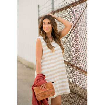 Horizontal Stripe Sleeveless Dress - Betsey's Boutique Shop