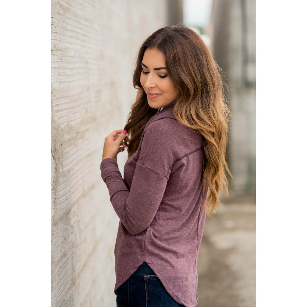 Raw Stitched Cowl Neck - Betsey's Boutique Shop