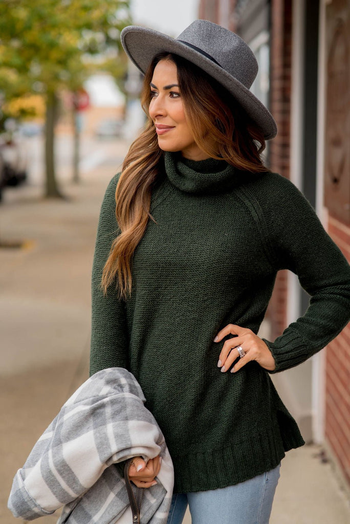 Ribbed Cowl Neck Sweater - Betsey's Boutique Shop - Outerwear