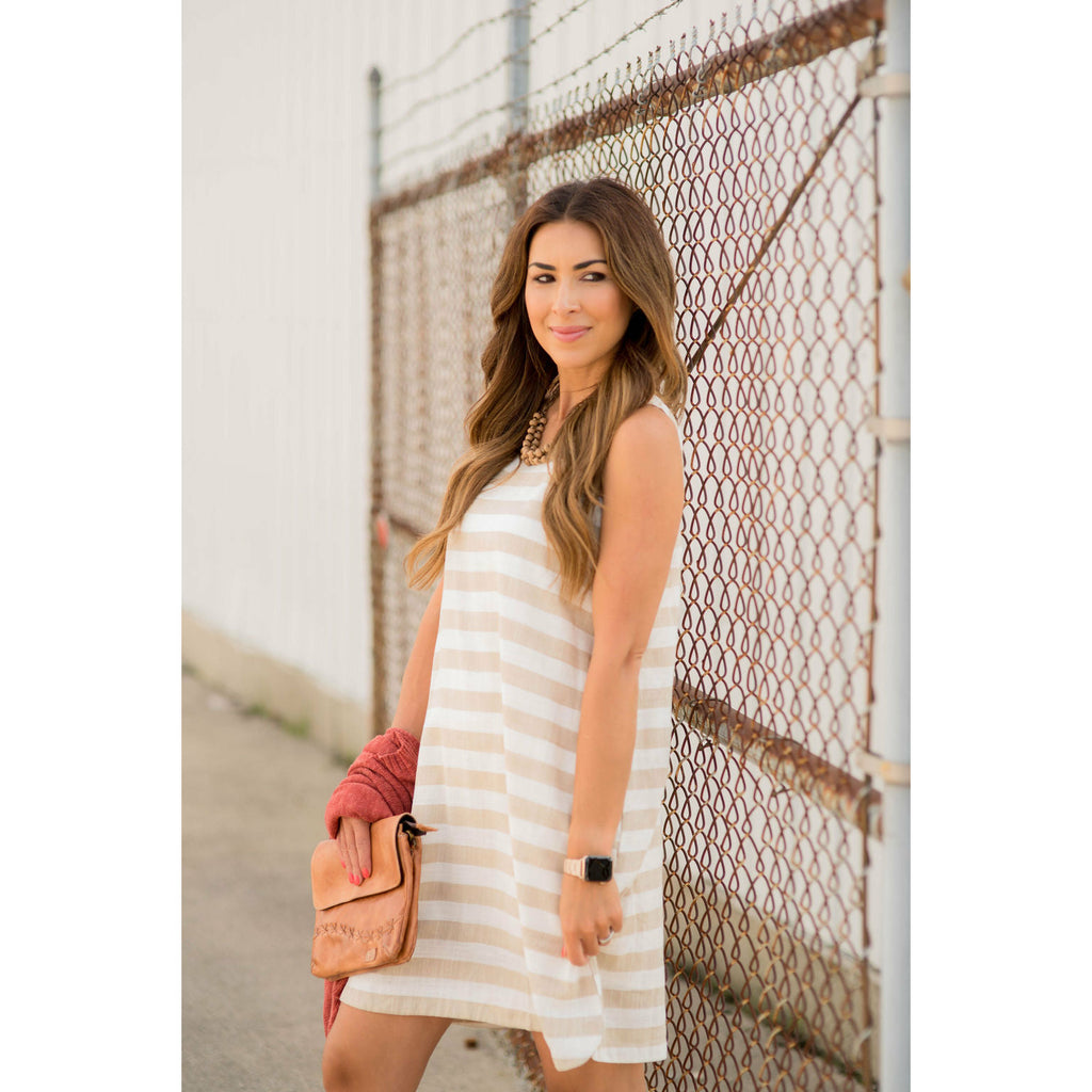 Horizontal Stripe Sleeveless Dress - Betsey's Boutique Shop