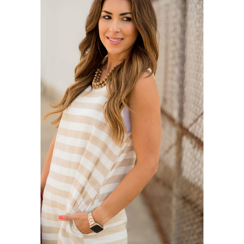 Horizontal Stripe Sleeveless Dress - Betsey's Boutique Shop