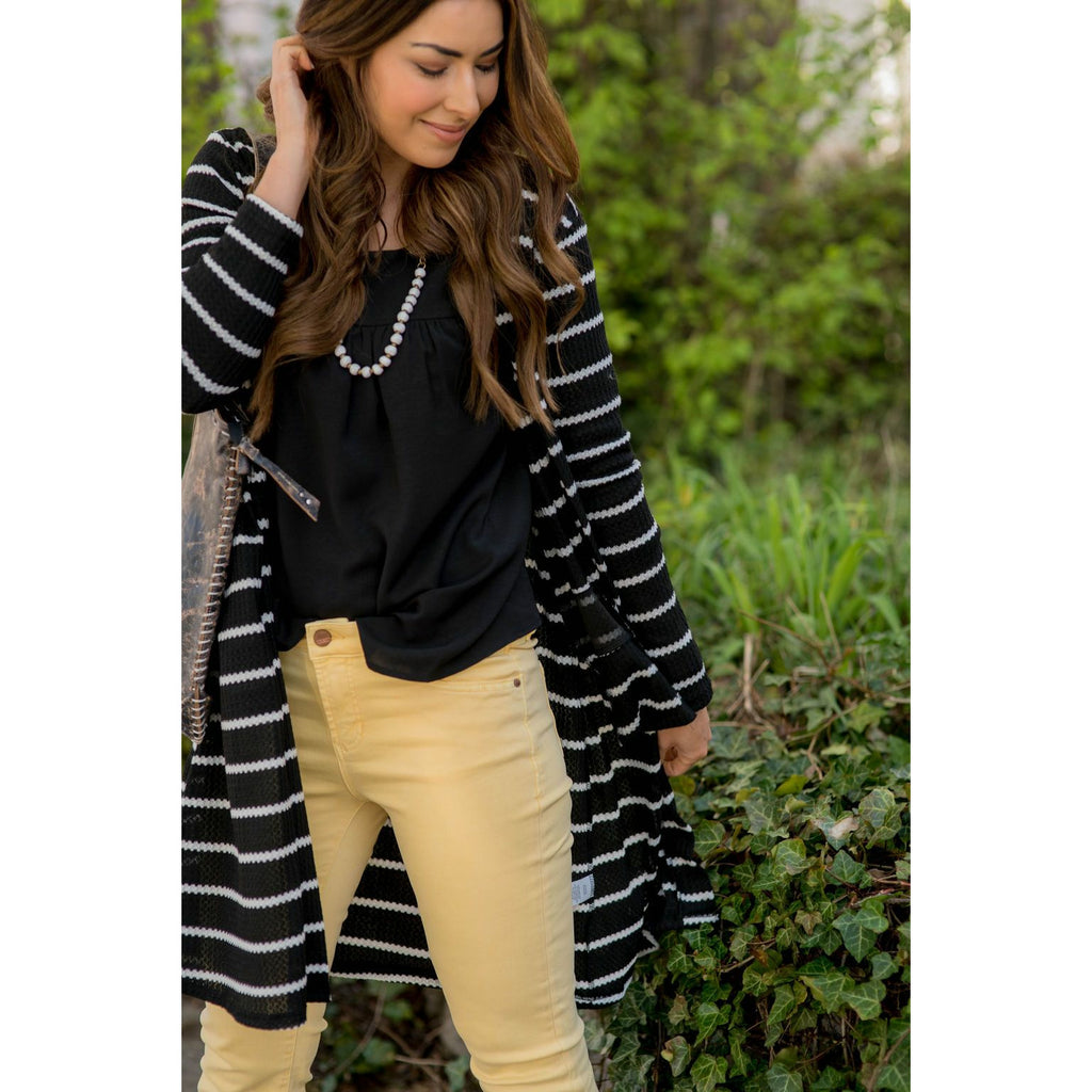 Textured Striped Tunic Cardigan - Betsey's Boutique Shop