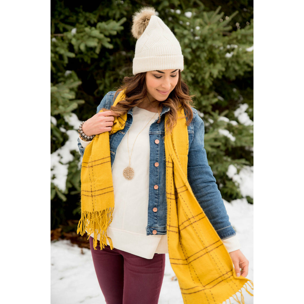 Dark Mustard Plaid Scarf - Betsey's Boutique Shop