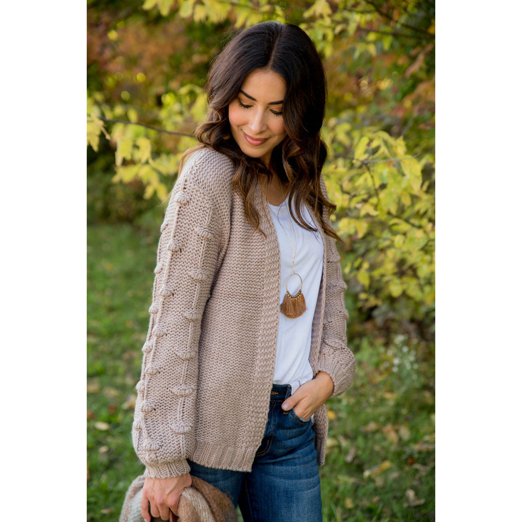 Knitted Detailed Sleeve Cardigan - Betsey's Boutique Shop - Coats & Jackets