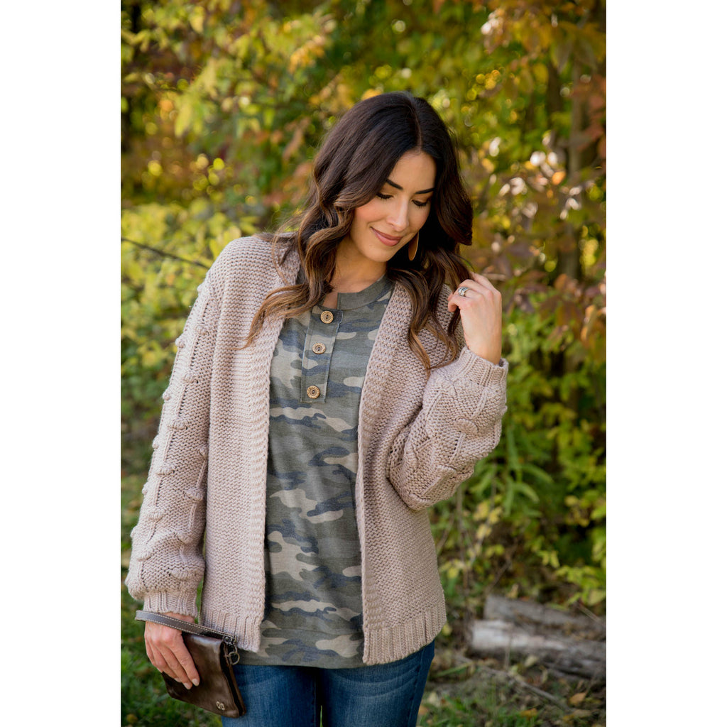 Knitted Detailed Sleeve Cardigan - Betsey's Boutique Shop - Coats & Jackets