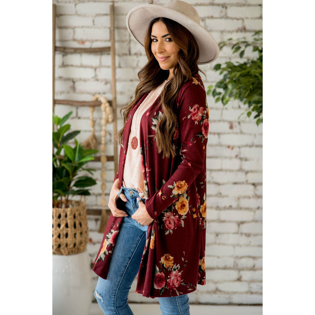 Floral Tunic Cardigan - Betsey's Boutique Shop - Coats & Jackets