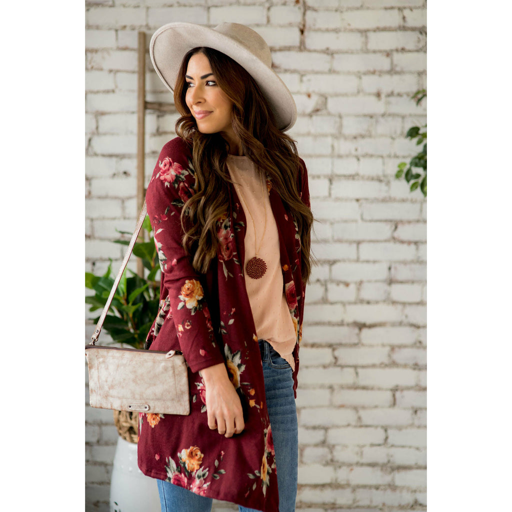 Floral Tunic Cardigan - Betsey's Boutique Shop - Coats & Jackets