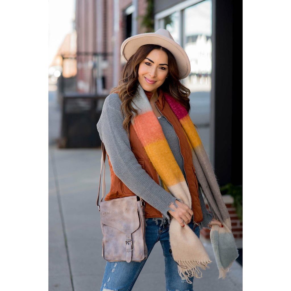 Vibrant Block Dipped Scarf - Betsey's Boutique Shop