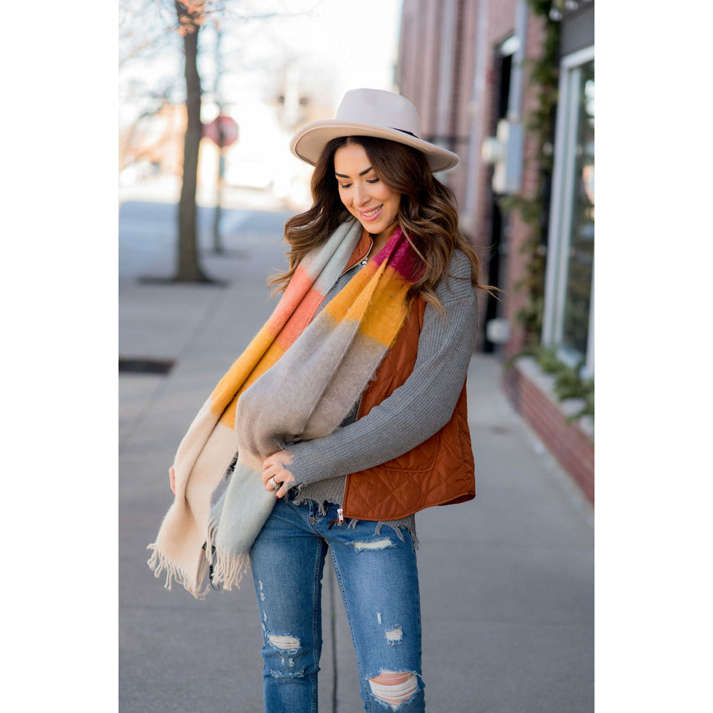 Vibrant Block Dipped Scarf - Betsey's Boutique Shop