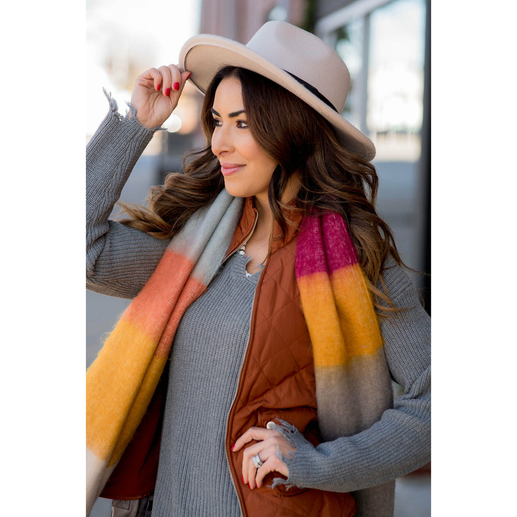 Vibrant Block Dipped Scarf - Betsey's Boutique Shop