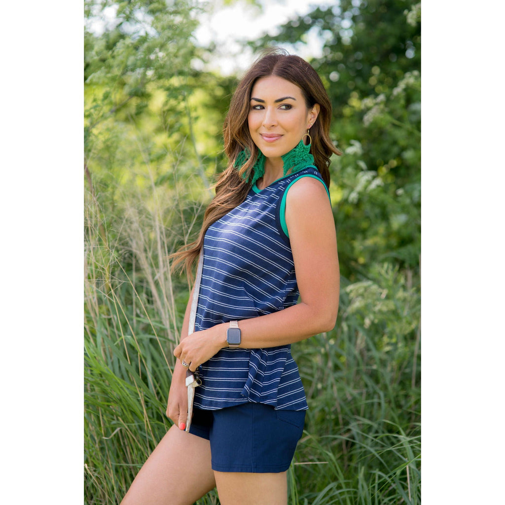 Double Trimmed Striped Tank - Betsey's Boutique Shop