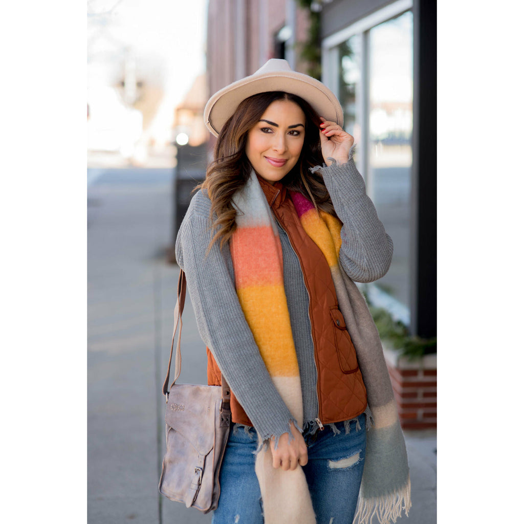 Vibrant Block Dipped Scarf - Betsey's Boutique Shop