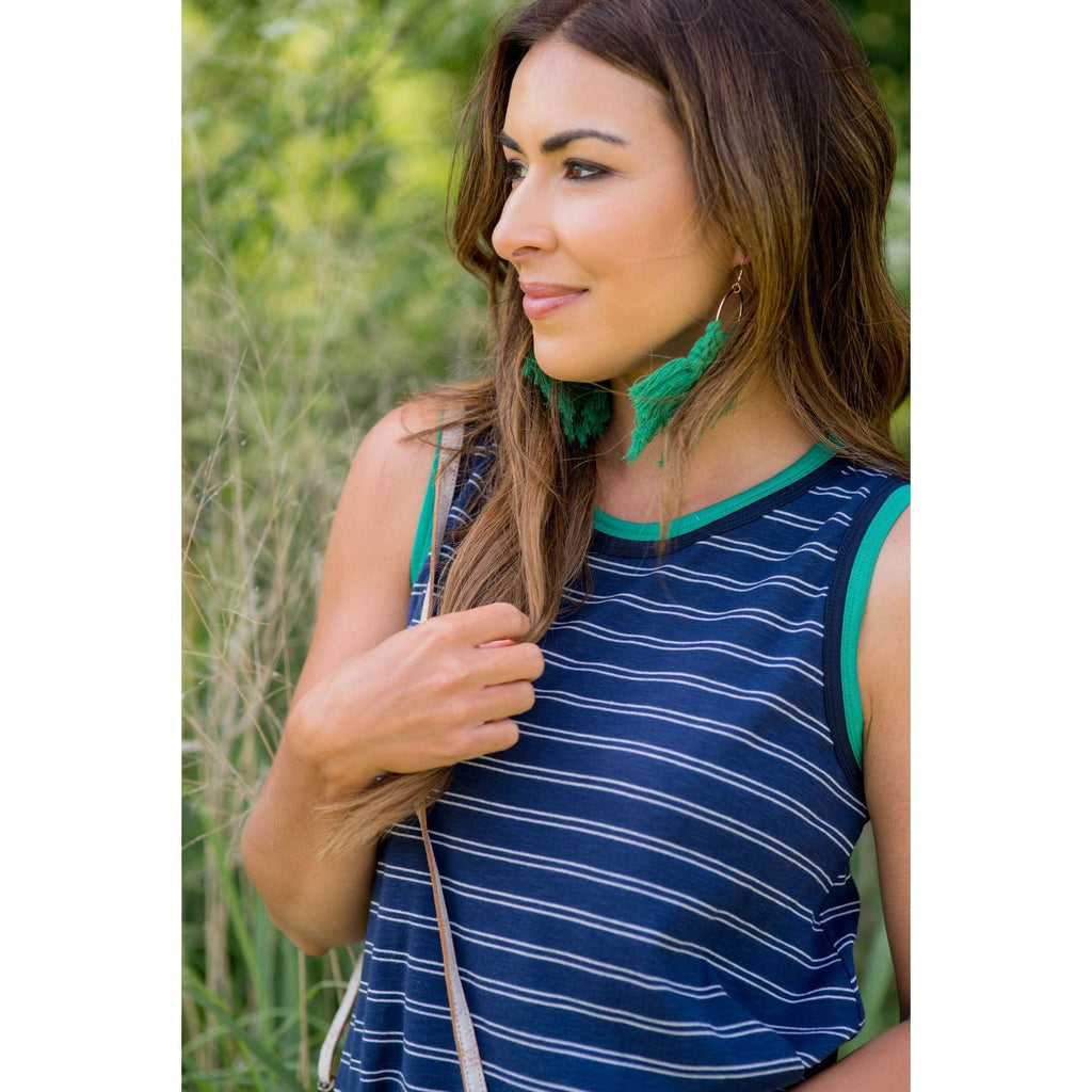 Double Trimmed Striped Tank - Betsey's Boutique Shop