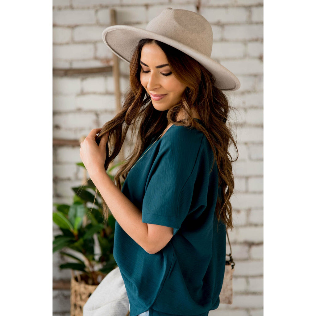 Relaxed V-Neck Blouse - Betsey's Boutique Shop