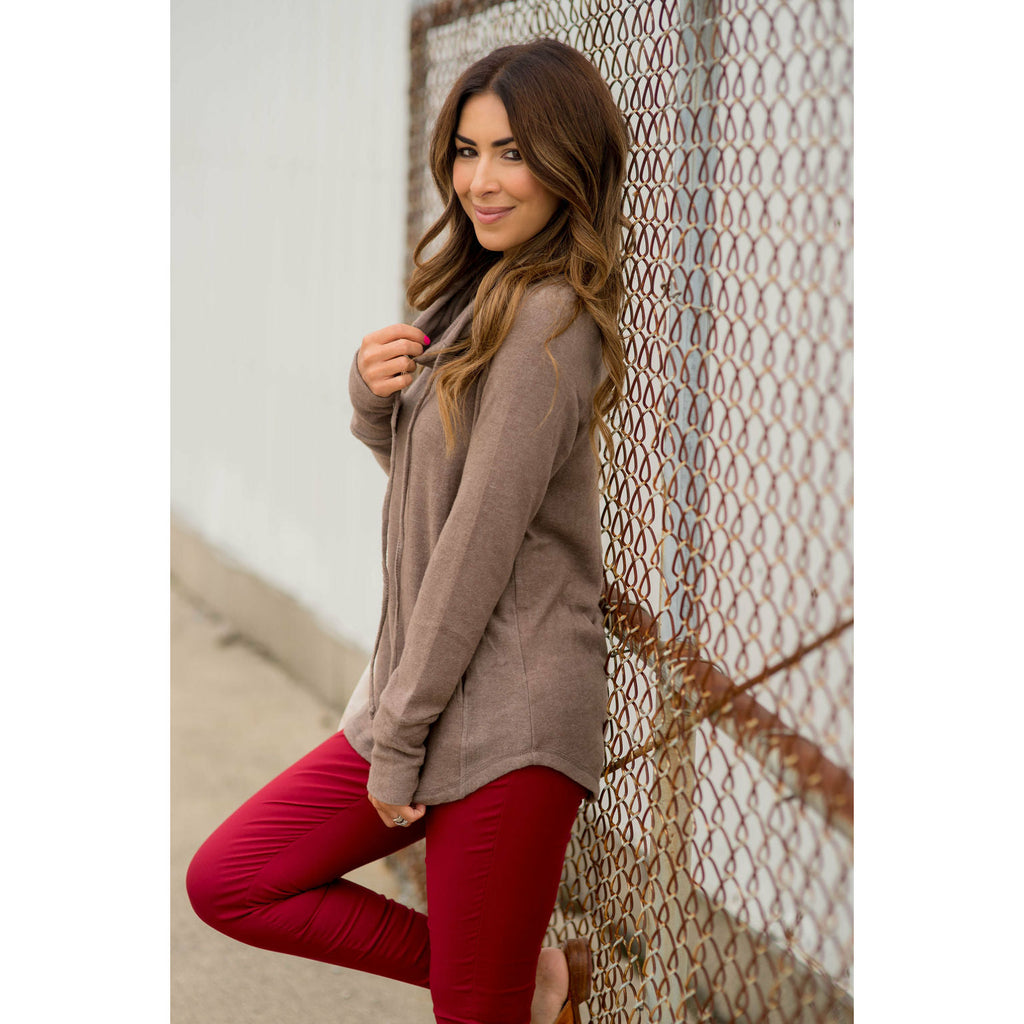 Heathered Basic Cowl Neck Sweatshirt - Betsey's Boutique Shop