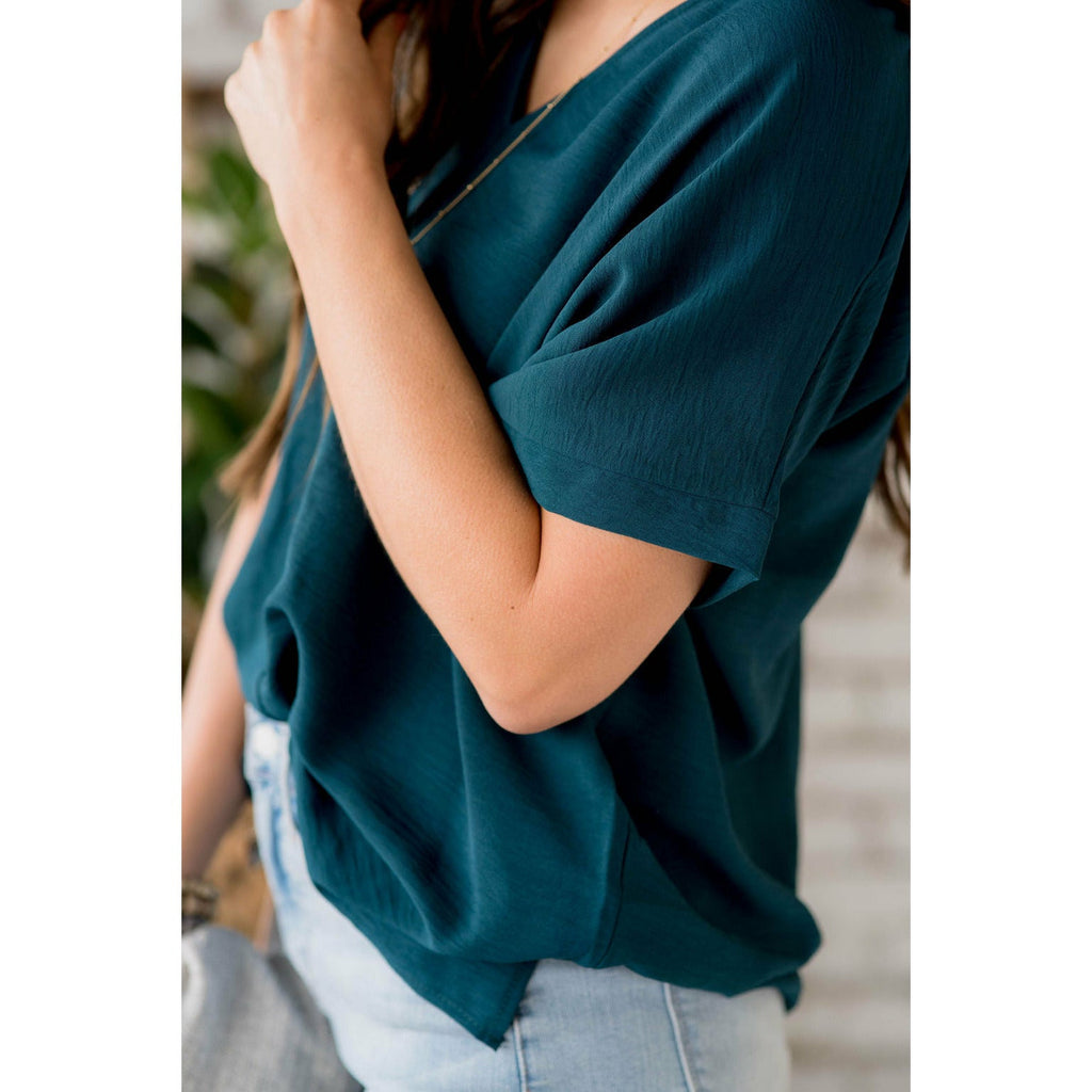 Relaxed V-Neck Blouse - Betsey's Boutique Shop