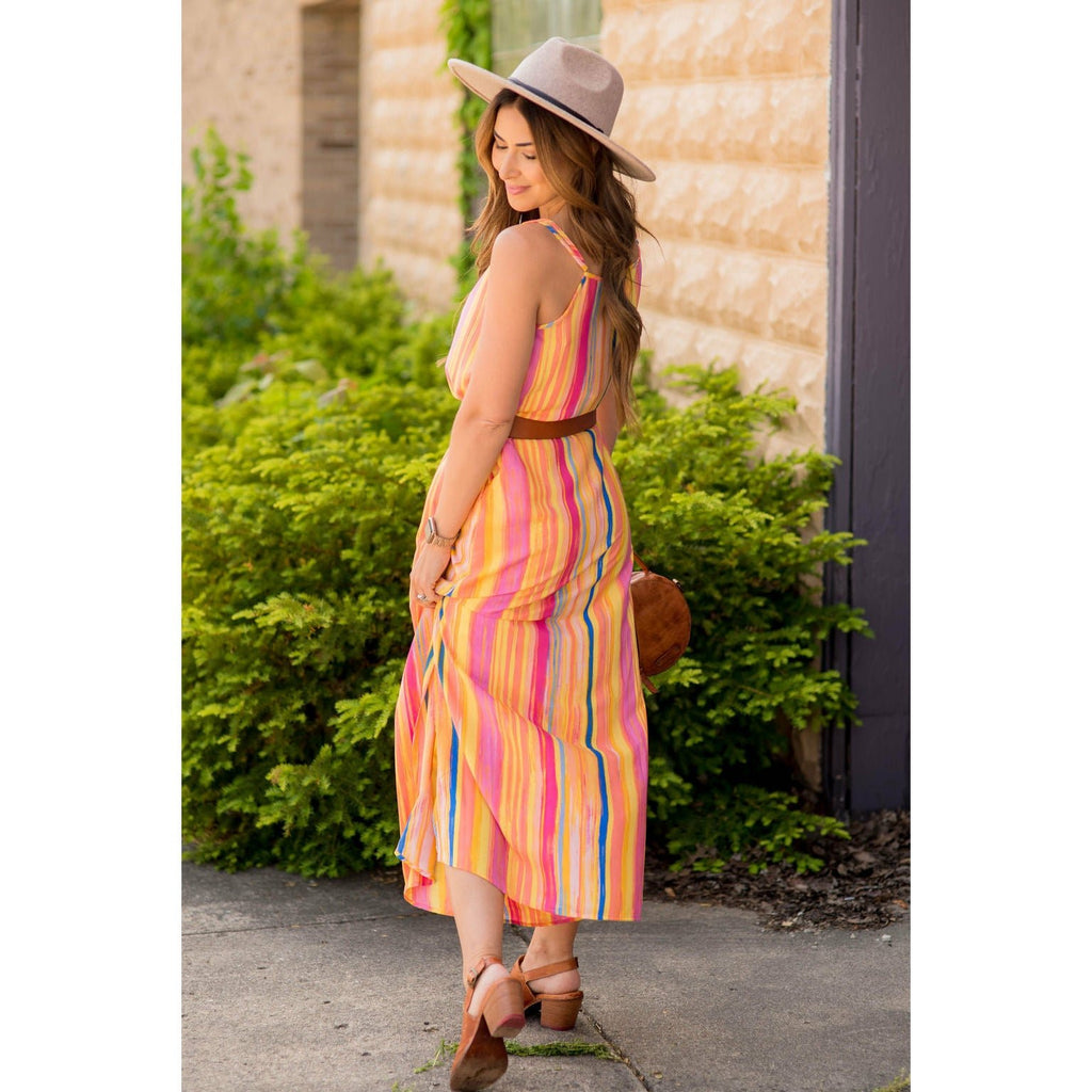 Multi Color Striped Thin Strapped Maxi - Betsey's Boutique Shop