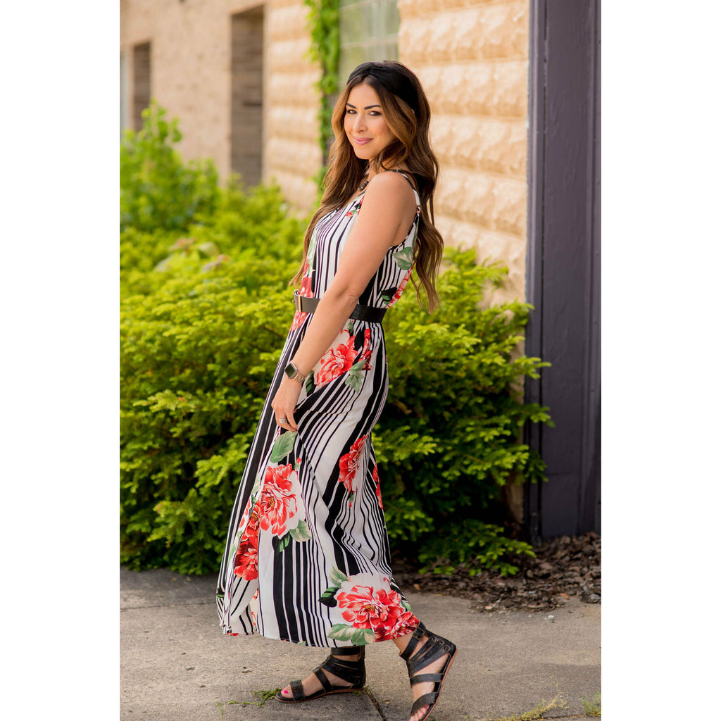 Floral Striped Tank Maxi - Betsey's Boutique Shop