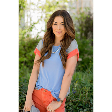 Side Striped Color Blocked Tee - Betsey's Boutique Shop