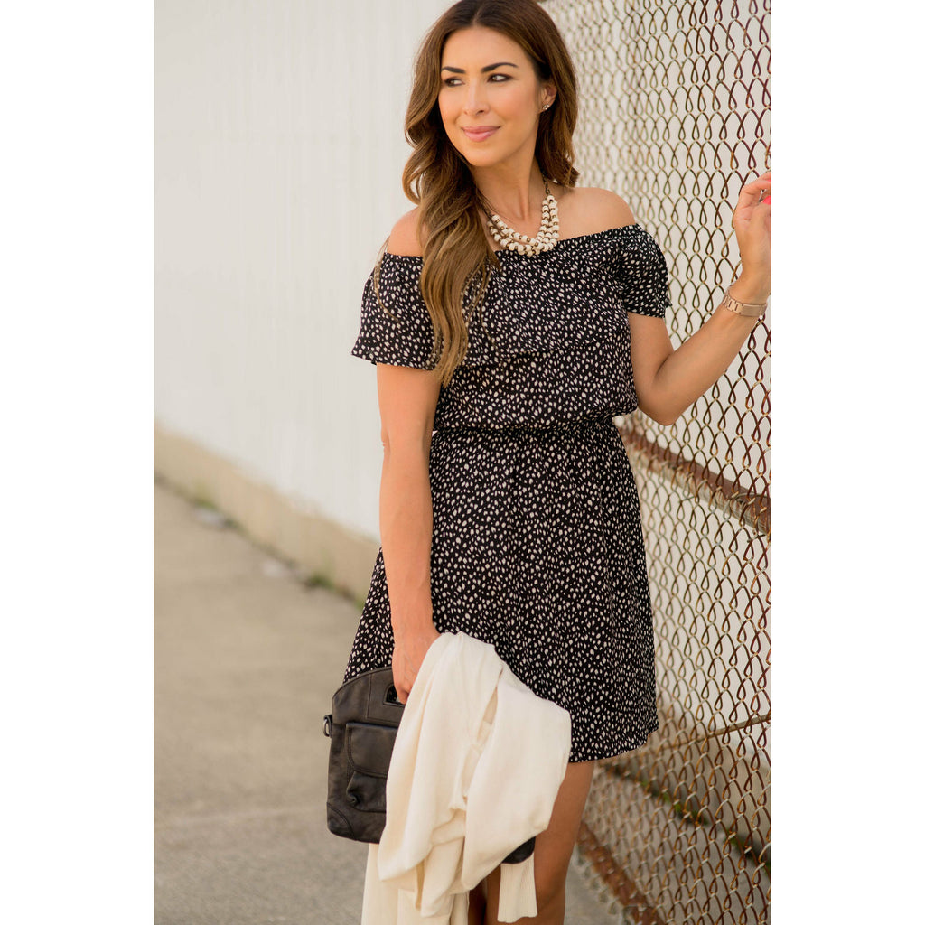 Mini Cheetah Off The Shoulder Dress - Betsey's Boutique Shop