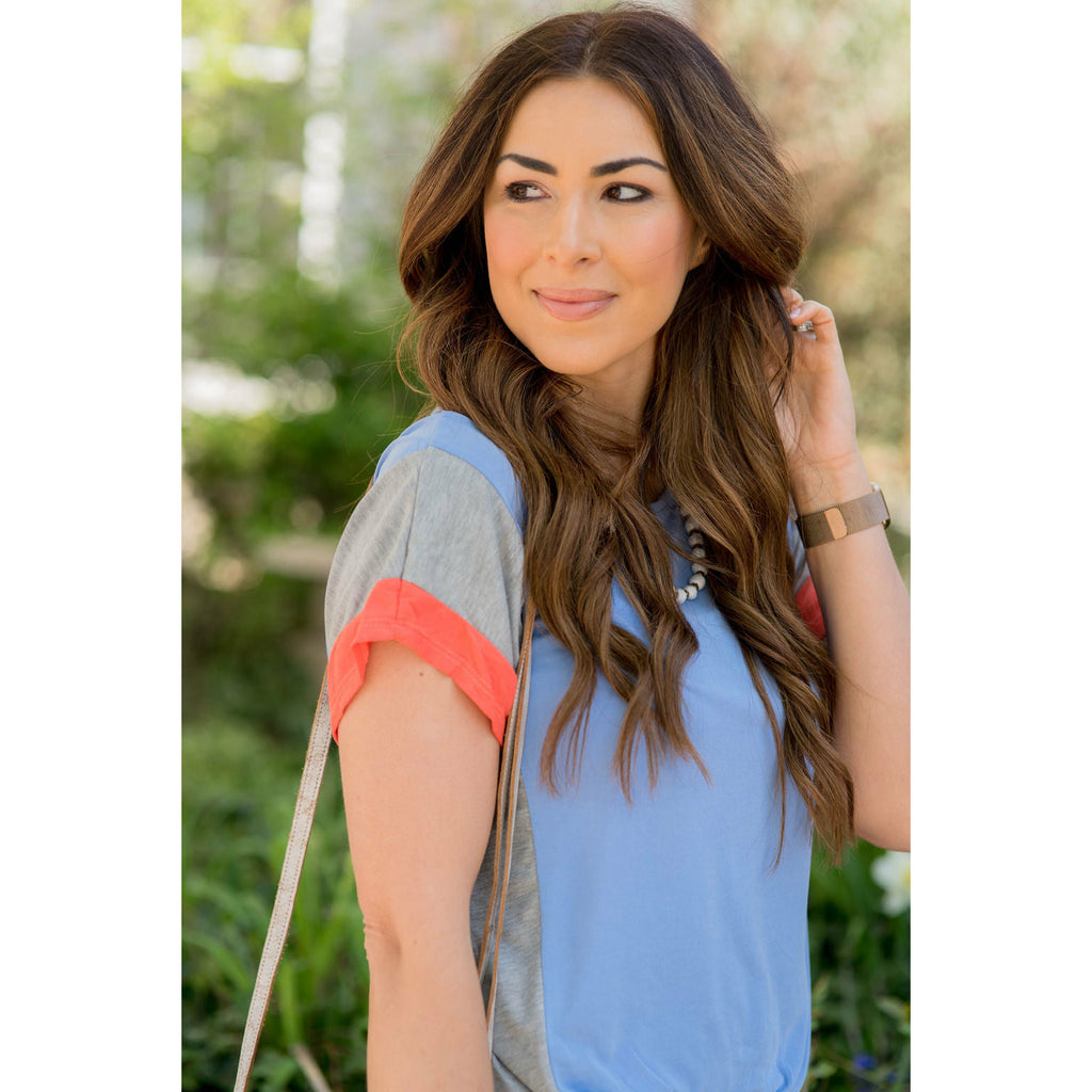 Side Striped Color Blocked Tee - Betsey's Boutique Shop