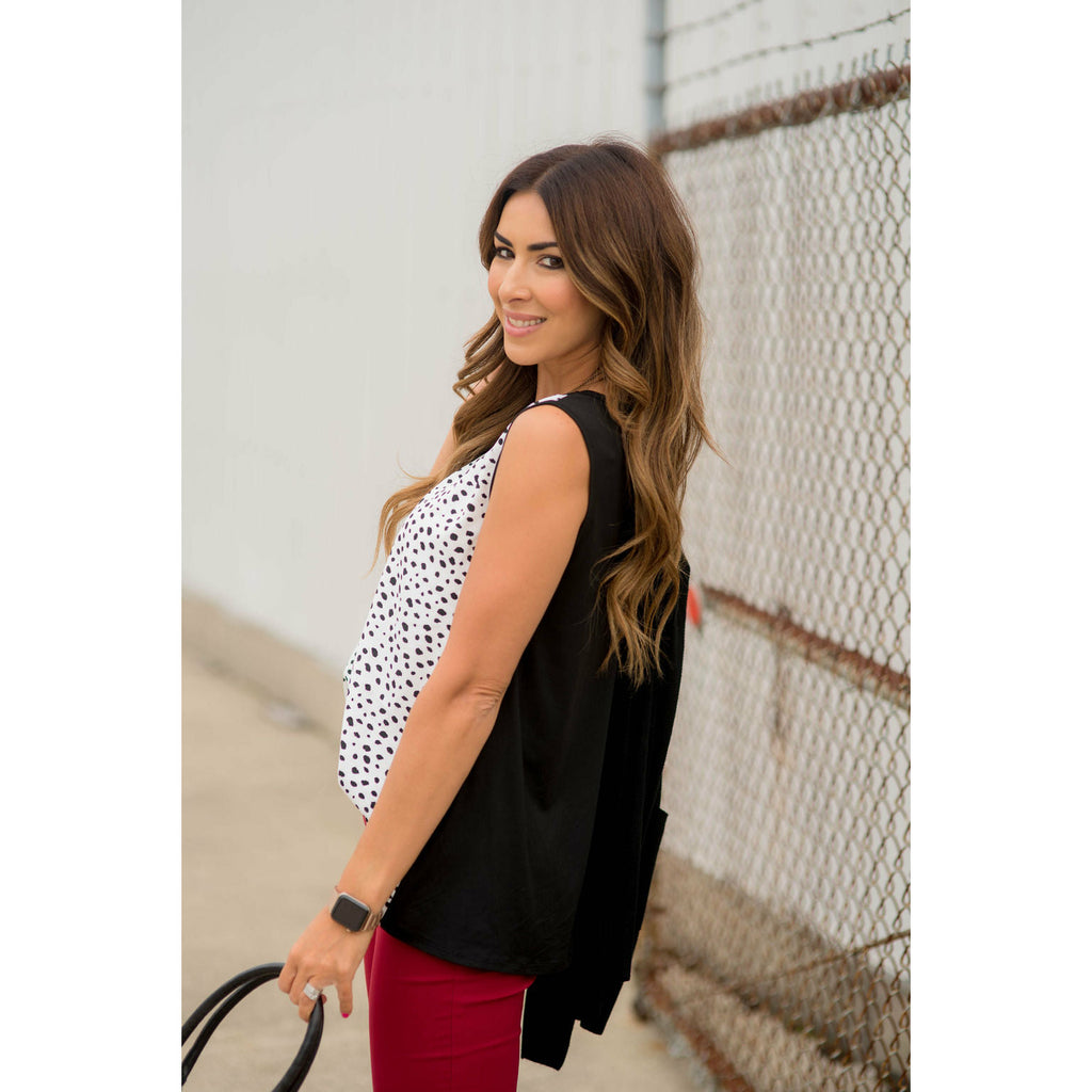 Circular Solid Back Tank Blouse - Betsey's Boutique Shop