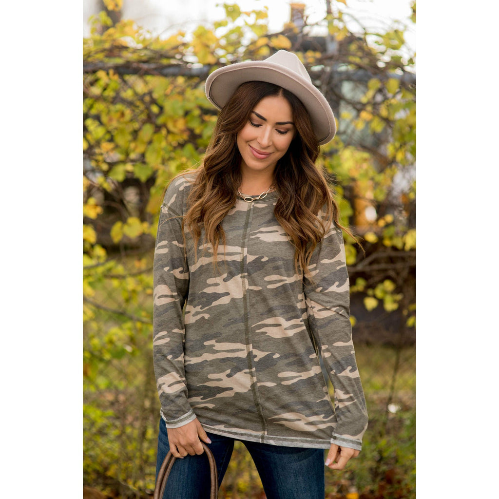 Mid Band Camo Long Sleeve Tee - Betsey's Boutique Shop