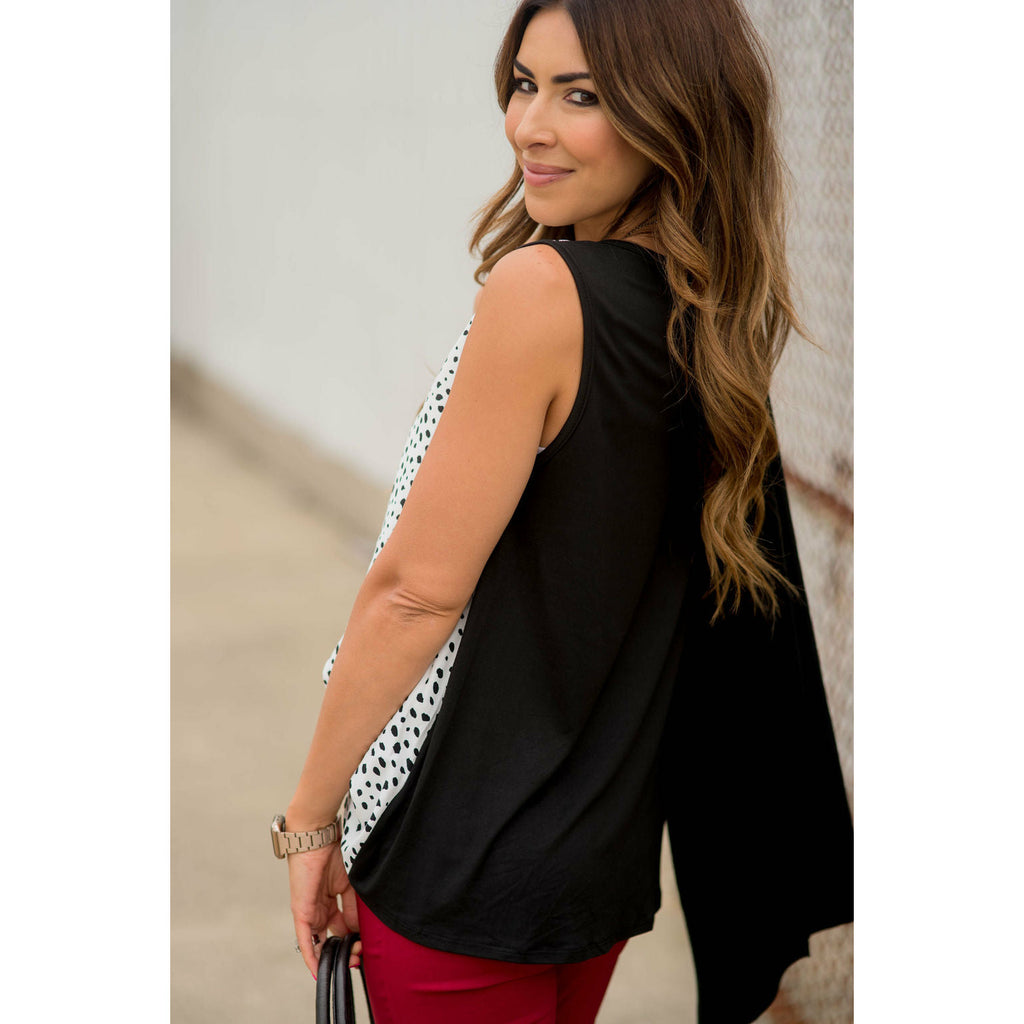 Circular Solid Back Tank Blouse - Betsey's Boutique Shop