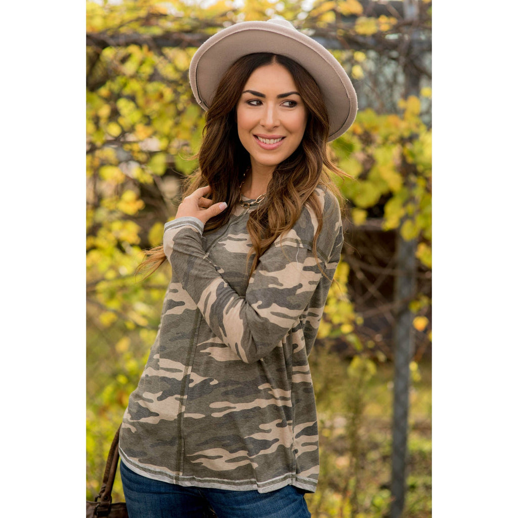 Mid Band Camo Long Sleeve Tee - Betsey's Boutique Shop