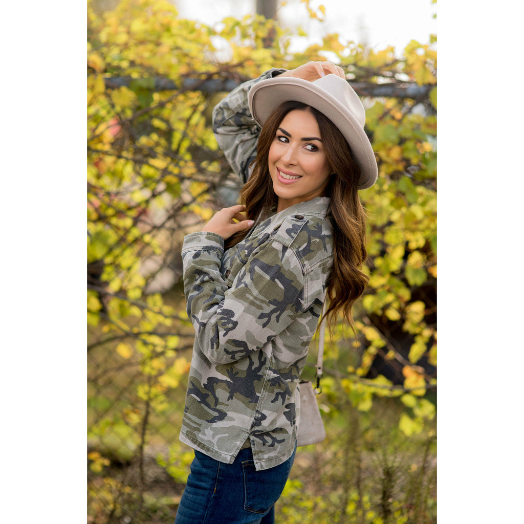 Camo Denim Jacket - Betsey's Boutique Shop