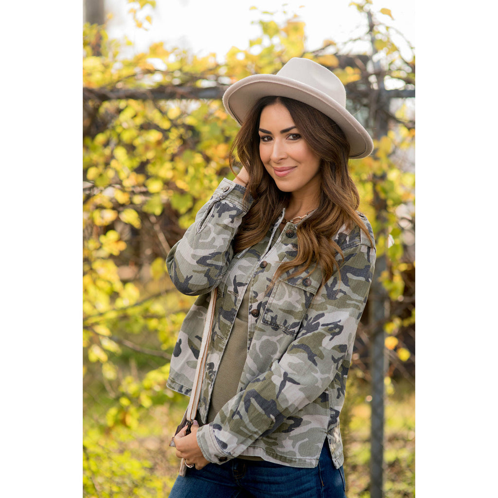 Camo Denim Jacket - Betsey's Boutique Shop