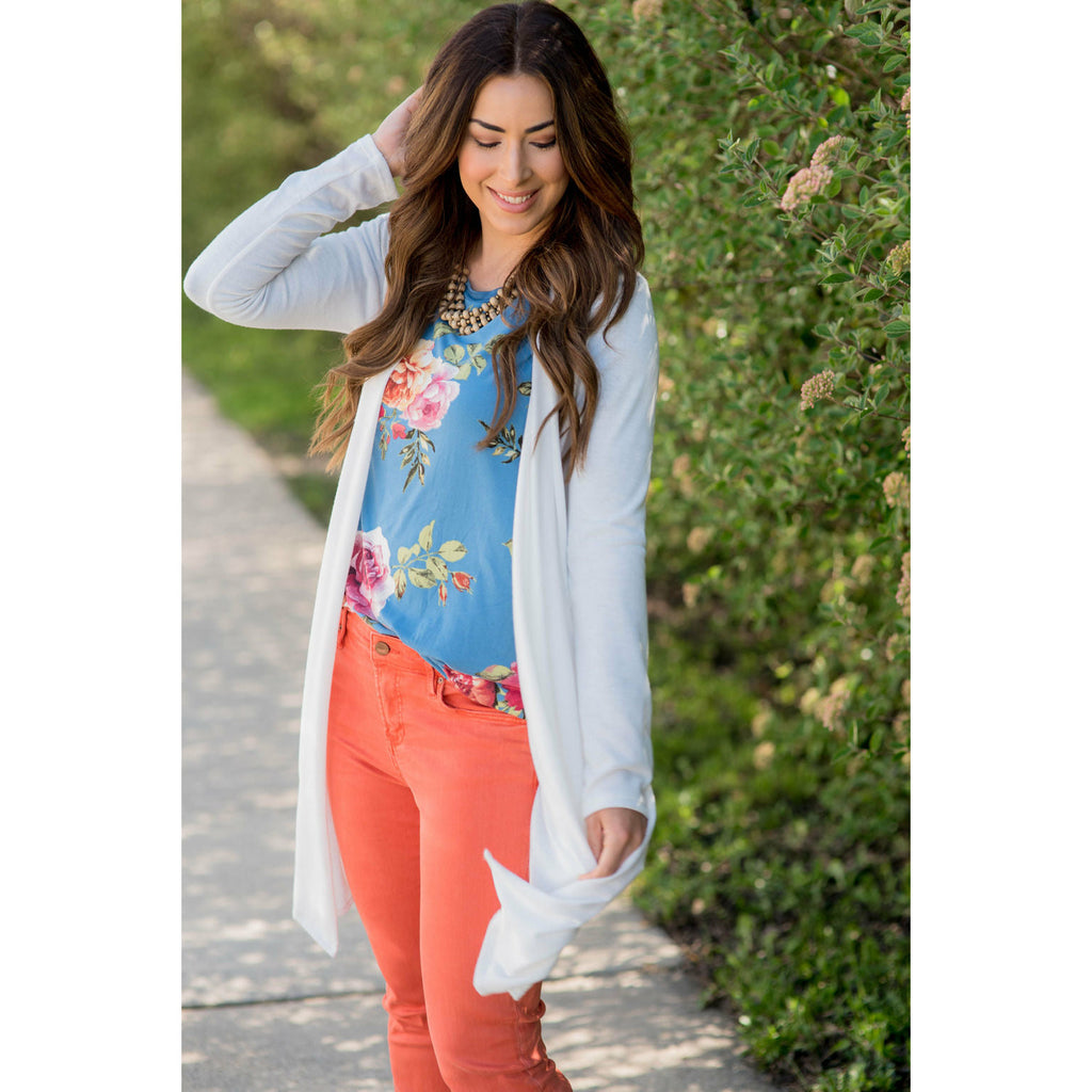 Perry Blue Floral Baseball Tee - Betsey's Boutique Shop