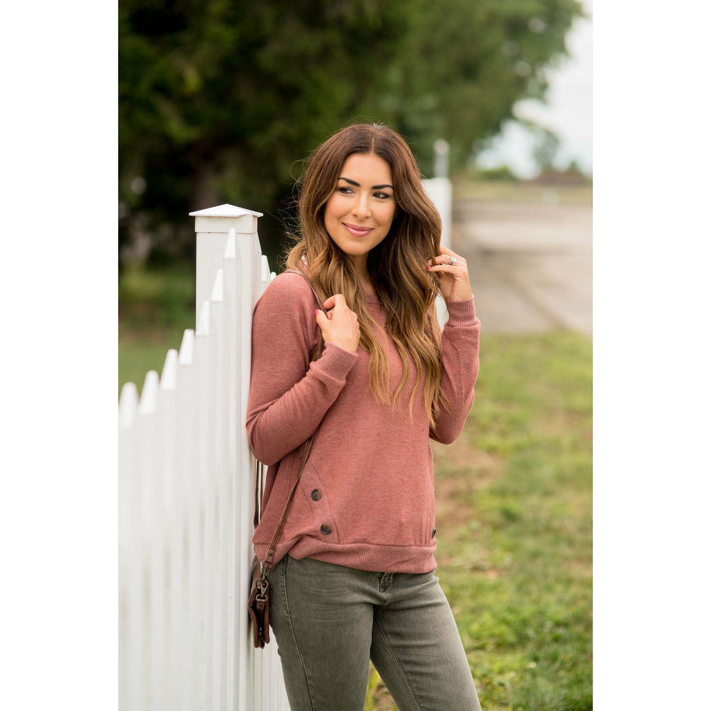 Angled Side Button Sweater - Betsey's Boutique Shop - Outerwear