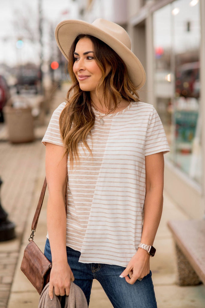 Asymmetrical Striped Tee - Betsey's Boutique Shop