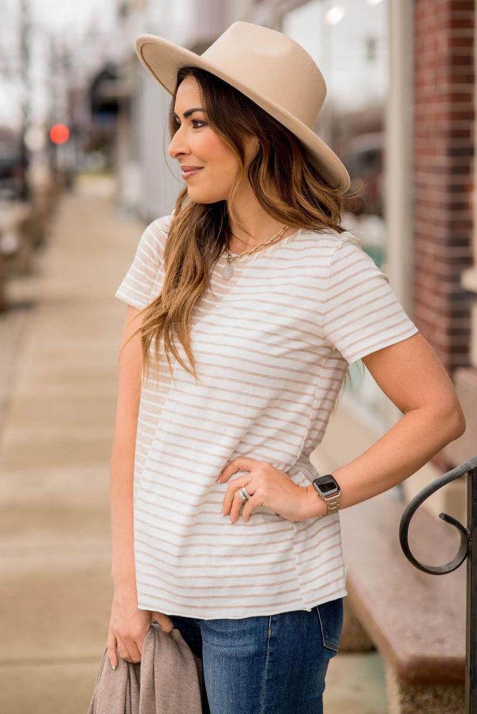 Asymmetrical Striped Tee - Betsey's Boutique Shop