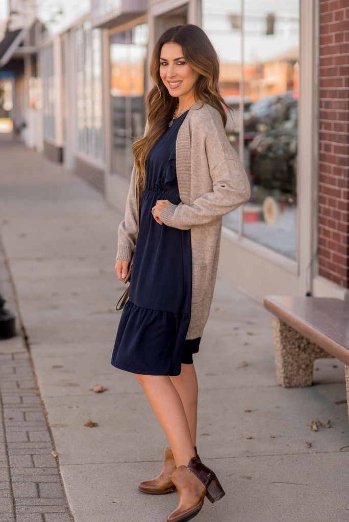 Ribbed Trimmed Tunic Cardigan - Betsey's Boutique Shop - Coats & Jackets