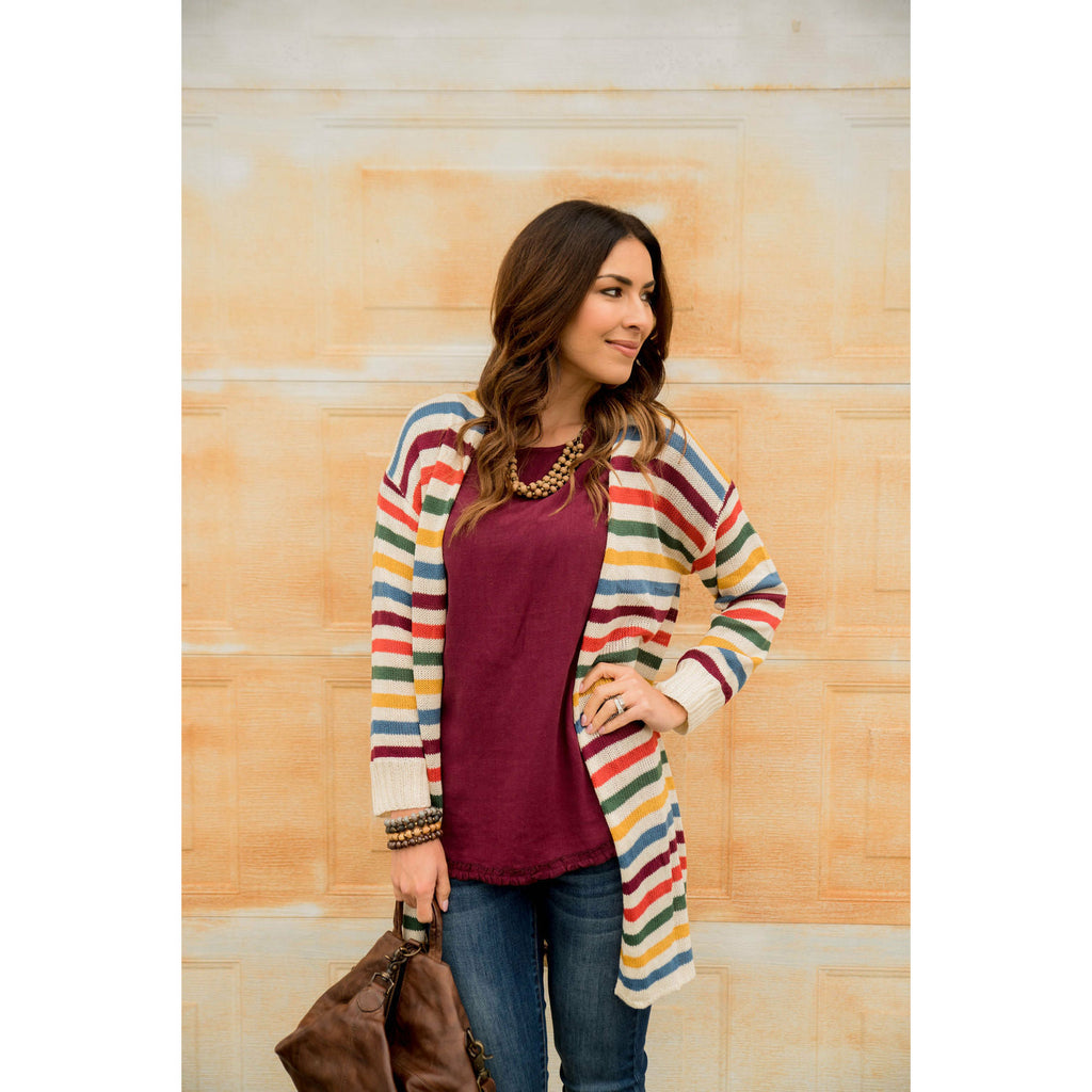 Multi Color Striped Cardigan - Betsey's Boutique Shop