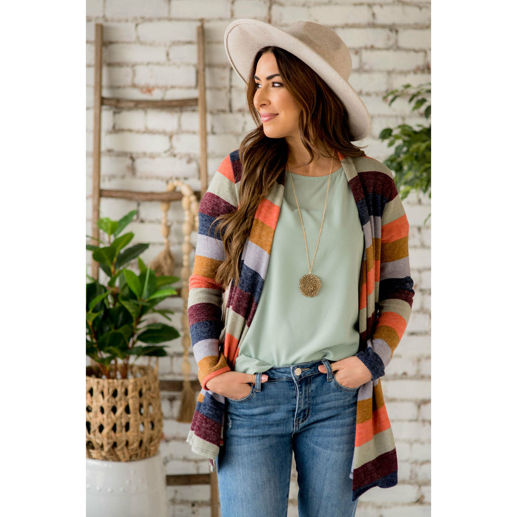 Lightweight Color Blocked Cardigan - Betsey's Boutique Shop