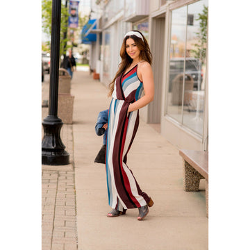 Multi Colored Striped Jumpsuit - Betsey's Boutique Shop