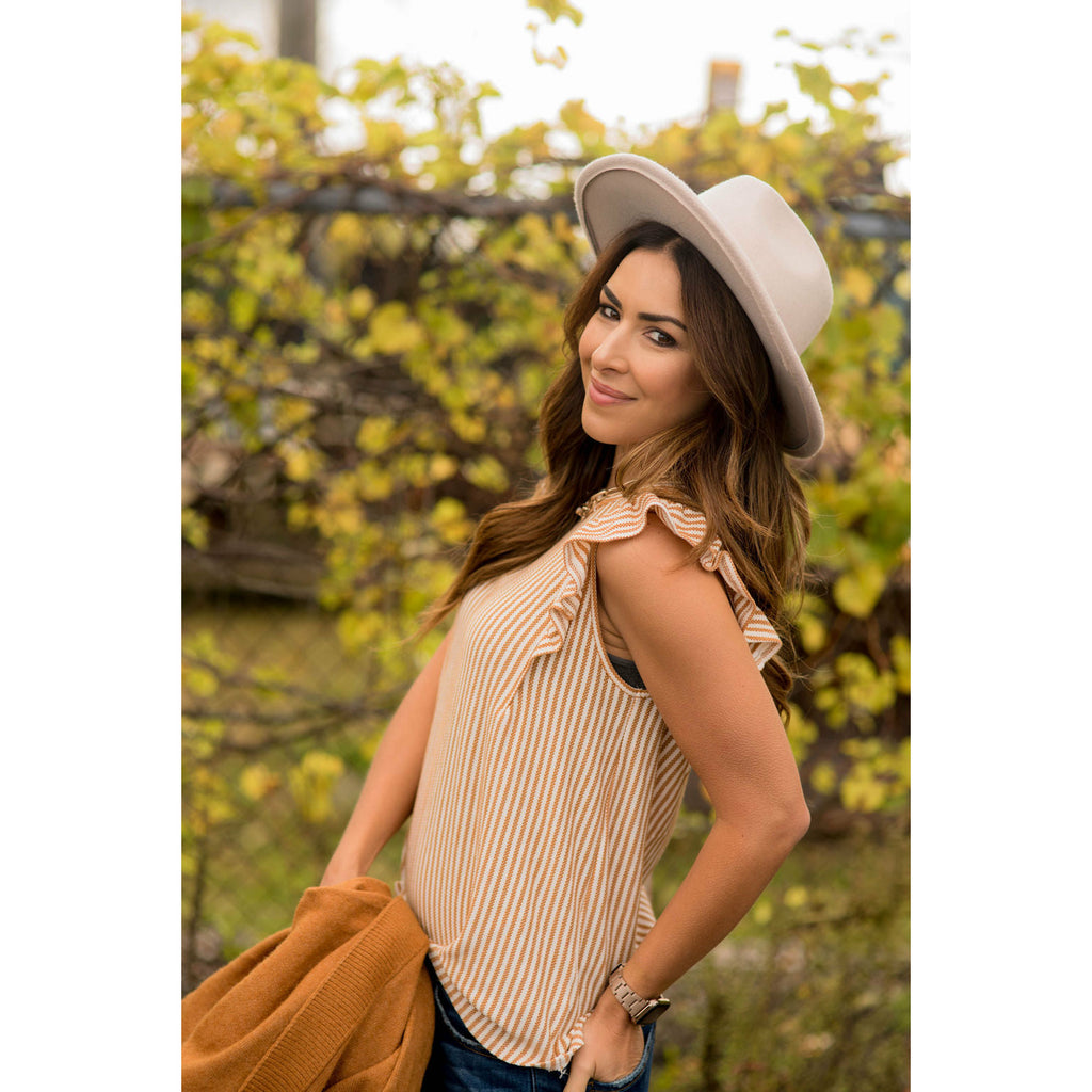 Mixed Striped Ruffle Trim Tank - Betsey's Boutique Shop