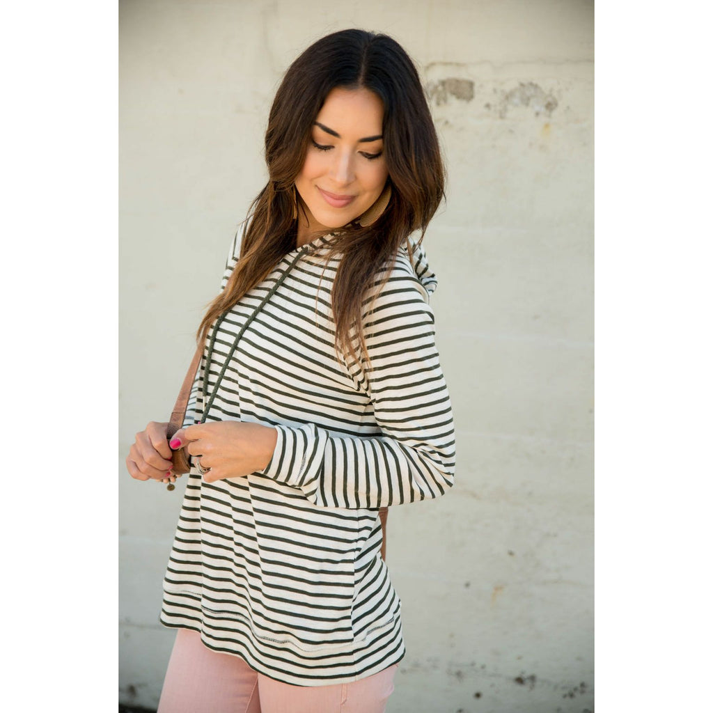 Striped Lightweight Game Day Hoodie - Betsey's Boutique Shop