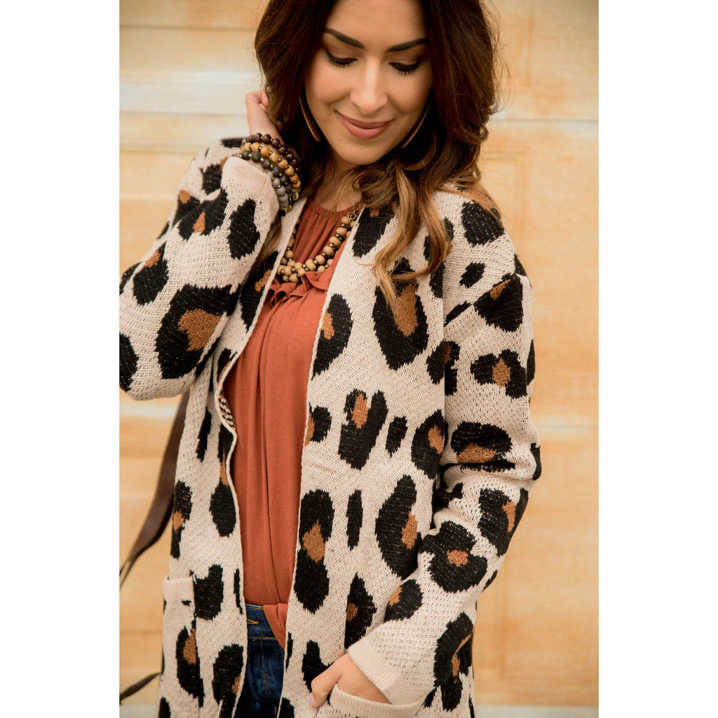 Leopard Pocket Cardigan - Betsey's Boutique Shop