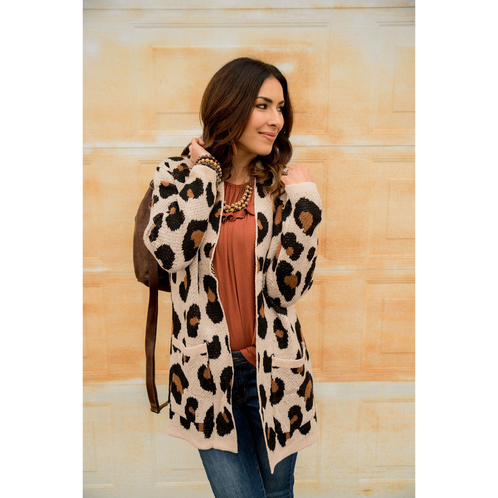 Leopard Pocket Cardigan - Betsey's Boutique Shop