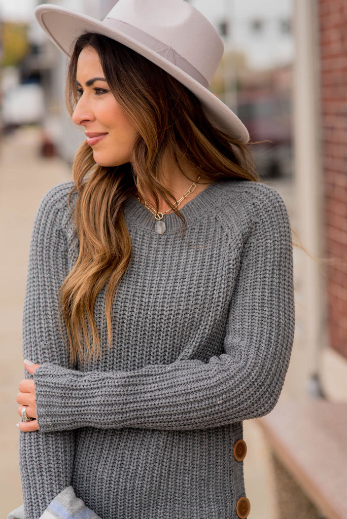 Side Button Sweater - Betsey's Boutique Shop