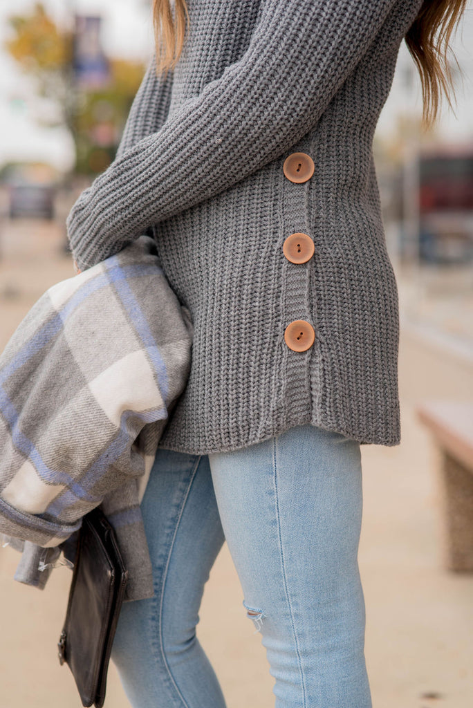 Side Button Sweater - Betsey's Boutique Shop